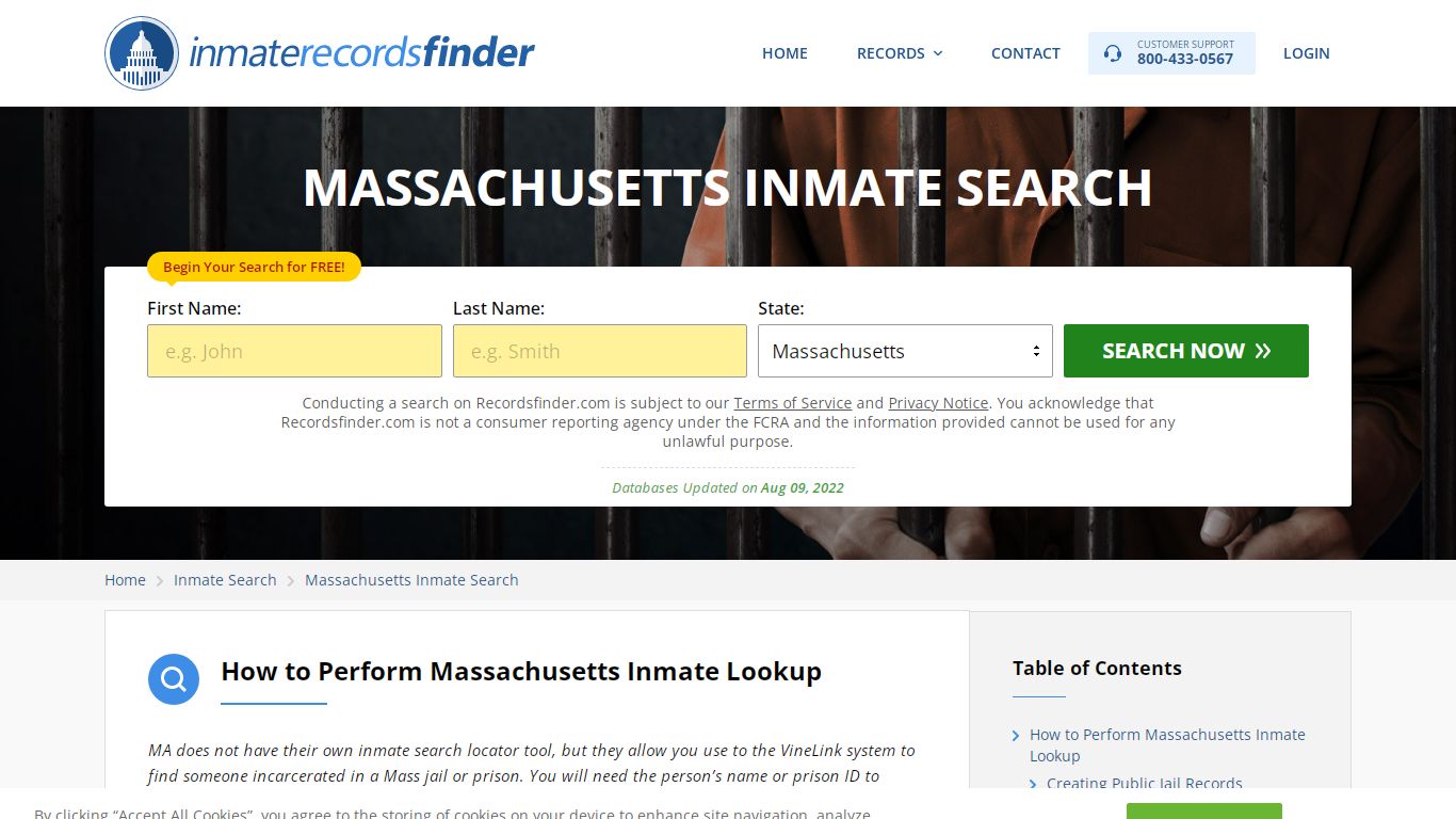 Massachusetts Inmate Search - Jail & Prison Records Online