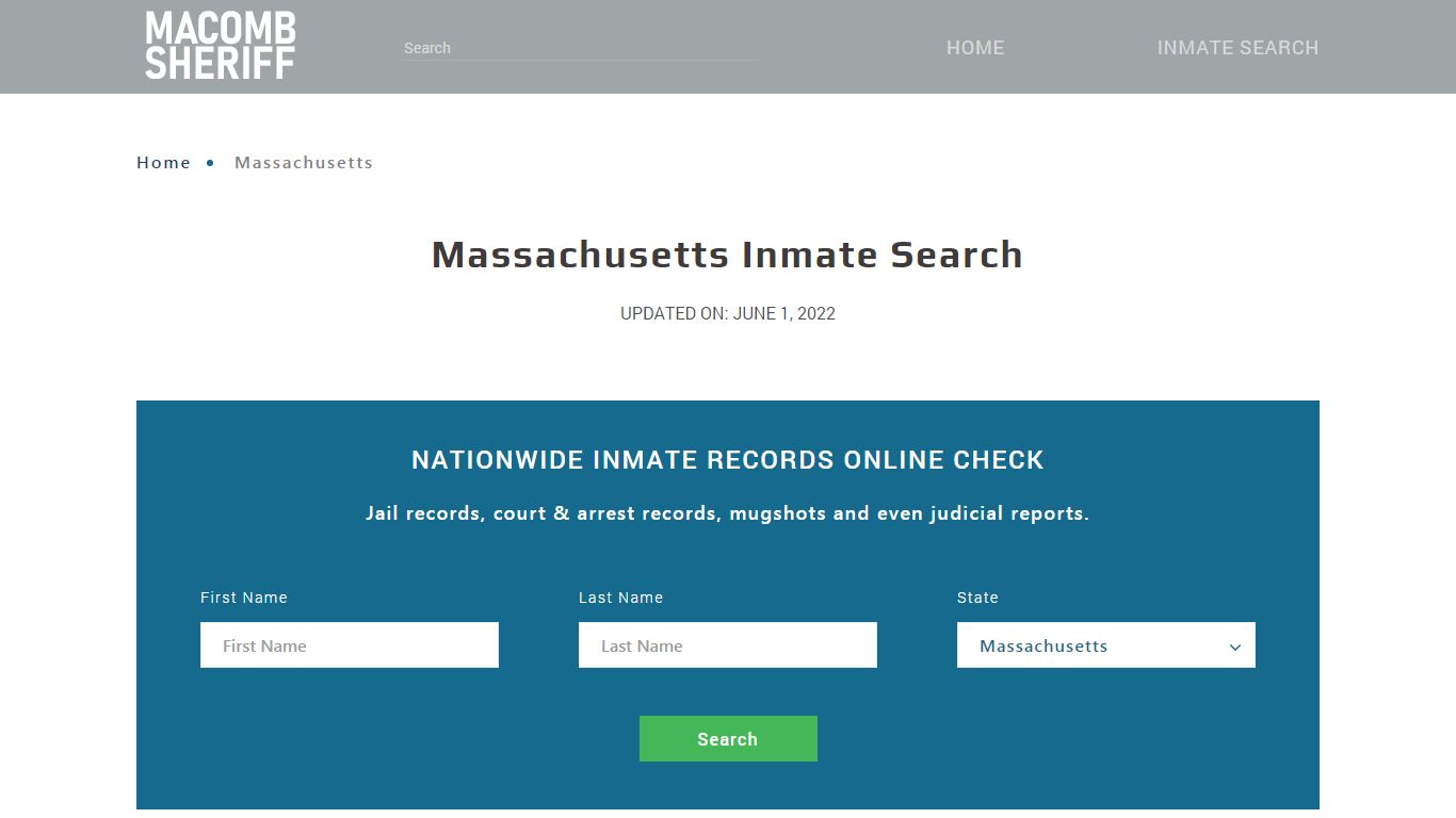 Massachusetts Inmate Search – Massachusetts Department of ...